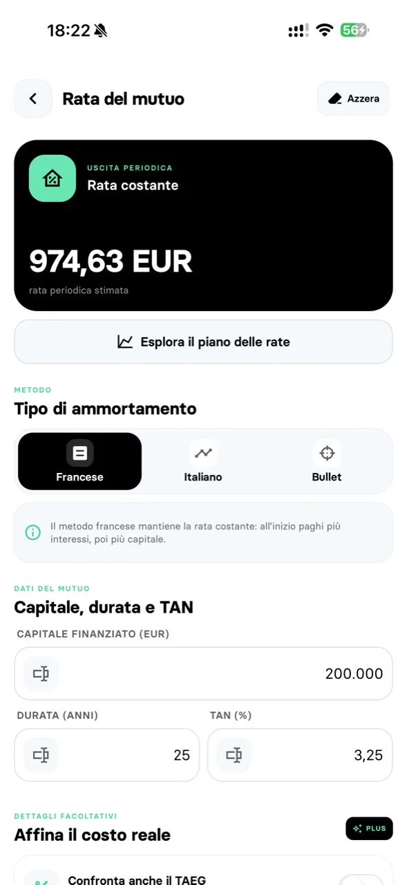 Scelta del metodo di ammortamento nel calcolatore mutuo