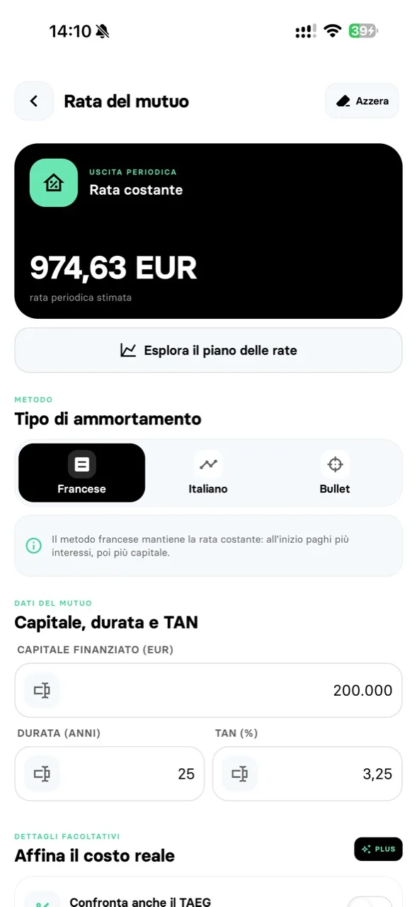 Calcolatore della rata del mutuo di FinHub
