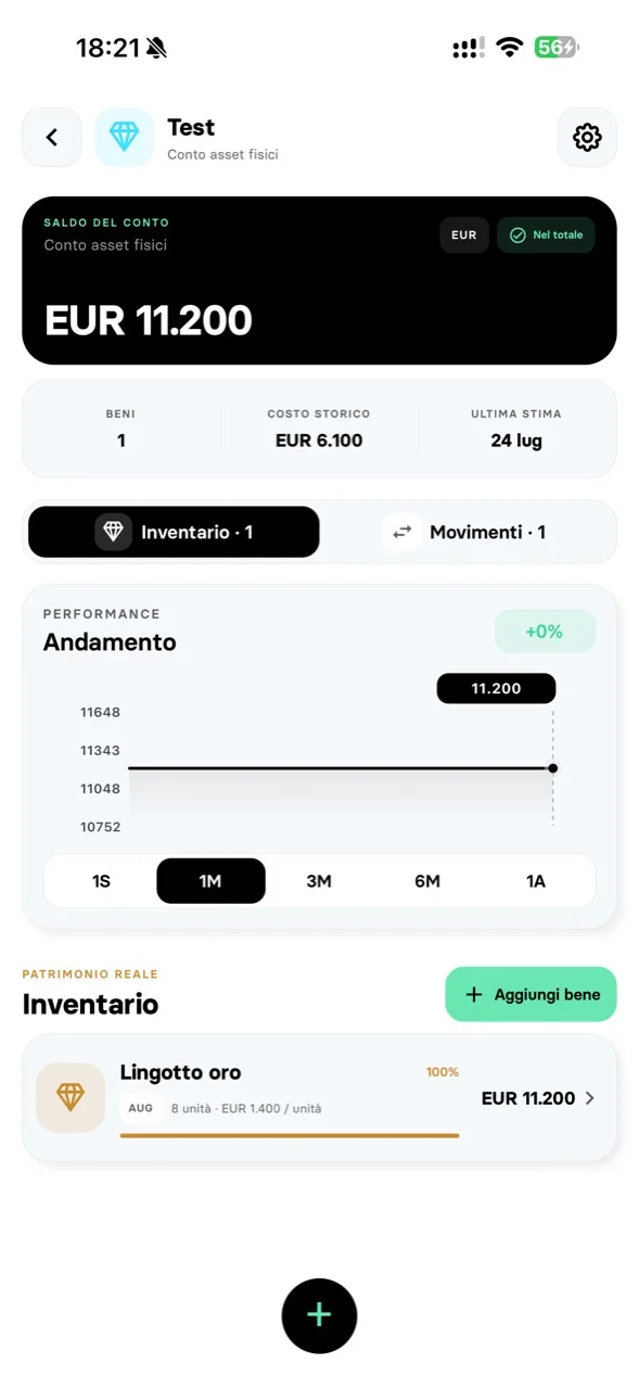 Conto FinHub dedicato ai beni fisici